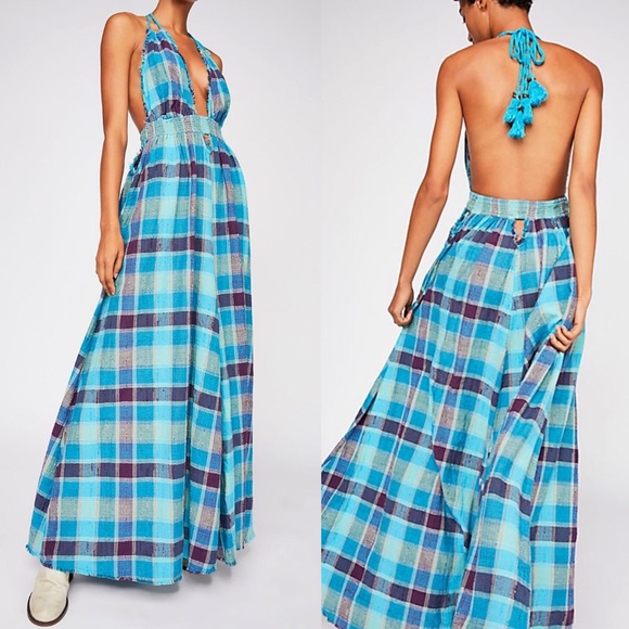 Free People Dresses & Skirts - Free People Look Into the Sun Plaid Maxi Dress NWT